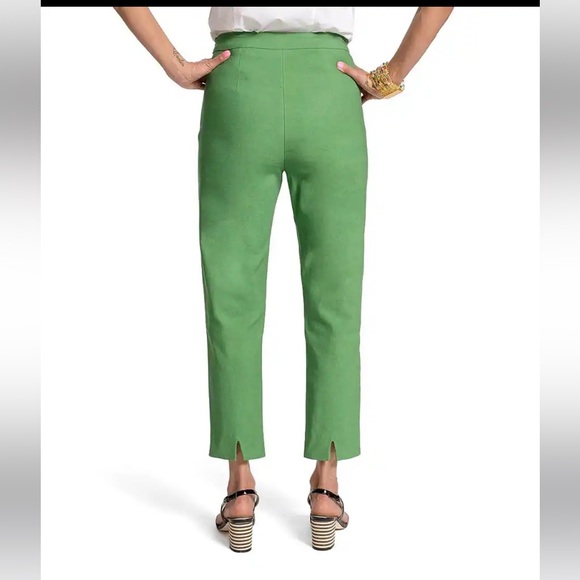 FRANCES VALENTINE Green Lucy Stretch Woven High Rise Slim Leg Trouser Pants Sz 8 - Picture 2 of 9